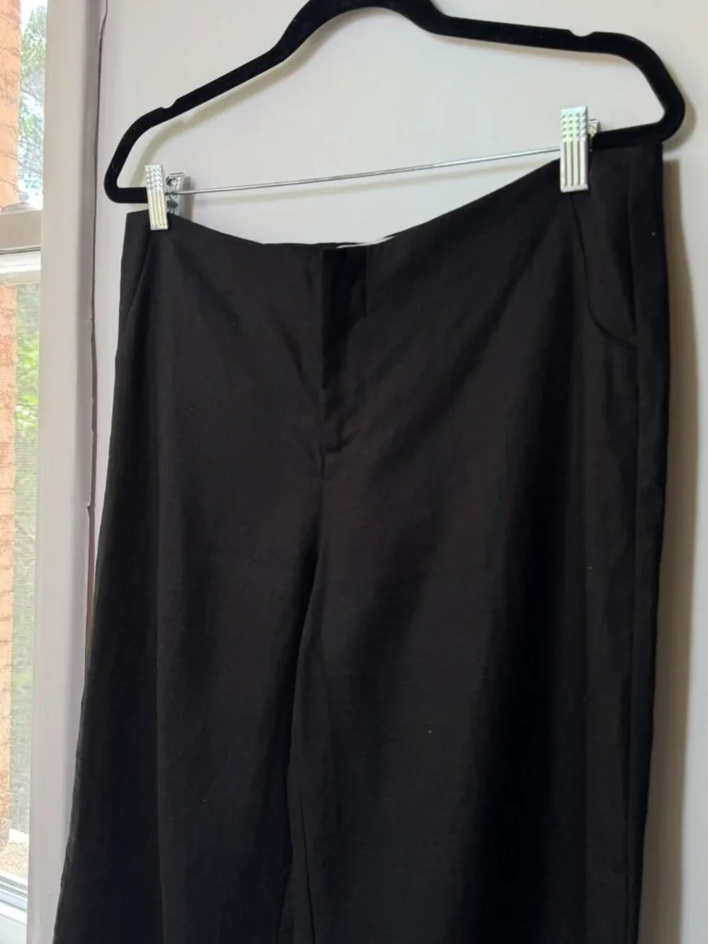 NWT Reformation Vida Linen Low-Rise Pants Black 8